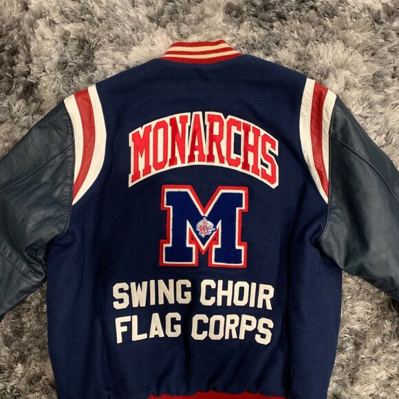 Vintage Monarchs Swing Choir Flag Corps 03 Blue Letterman Jacket 2XL Long - Picture 5 of 5